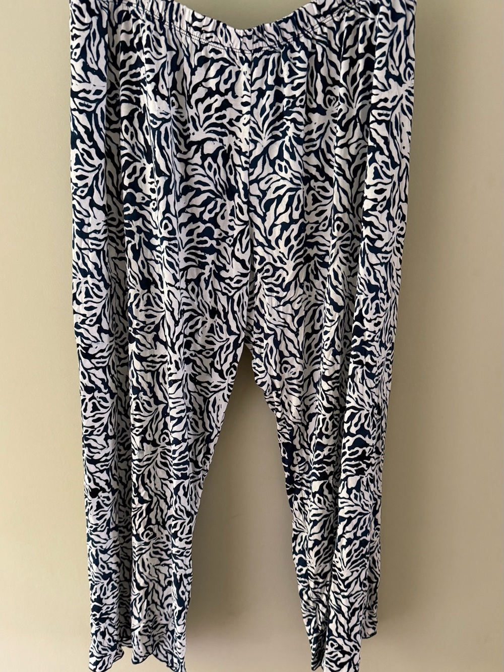 Bali Batiks Handmade Navy & White Soft Casual Pants XL NWT